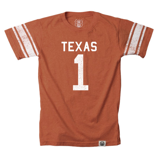 Texas Longhorns Wes and Willy Youth Boys College Short Sleeve Jersey T-Shirt