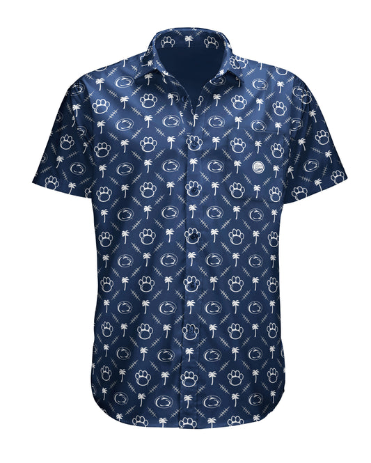 Penn State Nittany Lions Mens Dyme Lyfe Short Sleeve Palm Tree Button Up Dress Shirt