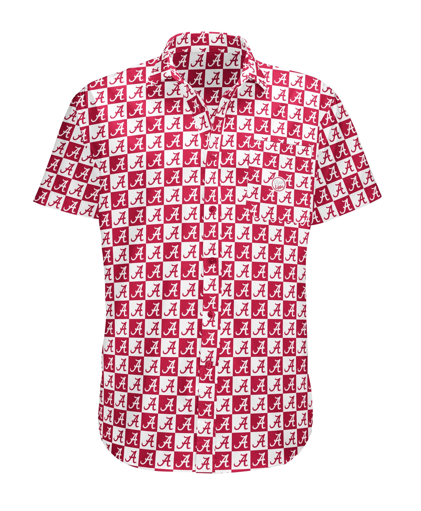 Alabama Crimson Tide Mens Dyme Lyfe Short Sleeve  Logo Block Button Up Dress Shirt