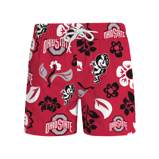 Ohio State Buckeyes Wes and Willy Mens College Floral Swim Trunk