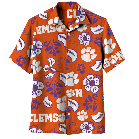 Clemson Tigers Wes and Willy Mens College Floral Shirt