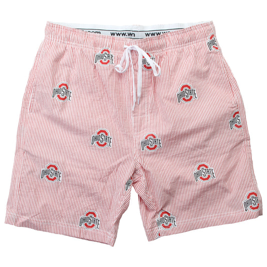 Ohio State Buckeyes Wes and Willy Mens College Seersucker Beach Shorts