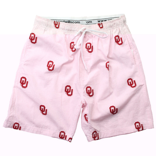 Oklahoma Sooners Wes and Willy Mens College Seersucker Beach Shorts