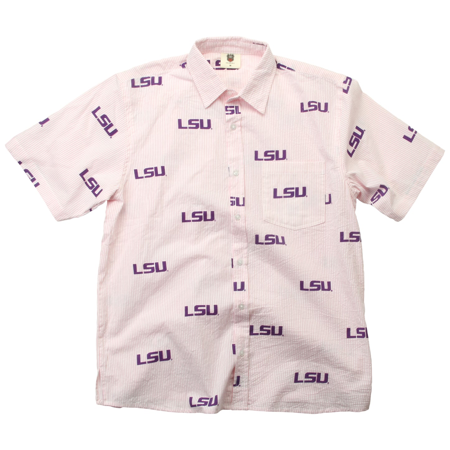 LSU Tigers Wes and Willy Mens College Seersucker Shirt