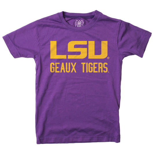 LSU Tigers Wes and Willy Youth College Team Slogan T-Shirt