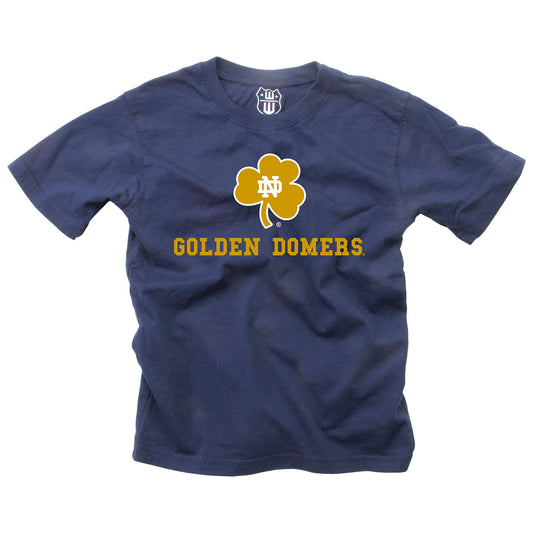 Notre Dame Fighting Irish Wes and Willy Youth Boys College Team Logo Brutus Run T-Shirt Navy