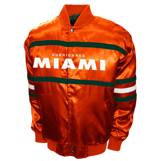 Miami Hurricanes Franchise Club Mens 2nd Era Full-Snap Satin Jacket