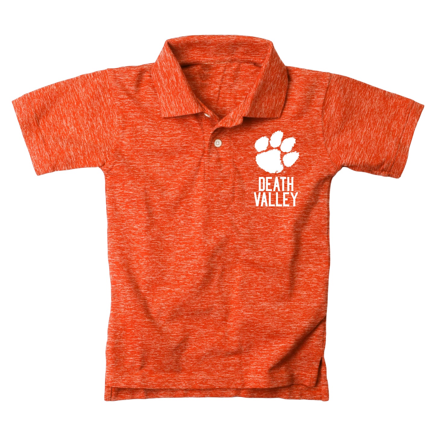 Clemson Tigers Wes and Willy Youth Boys Cloudy Yarn College Short Sleeve Polo