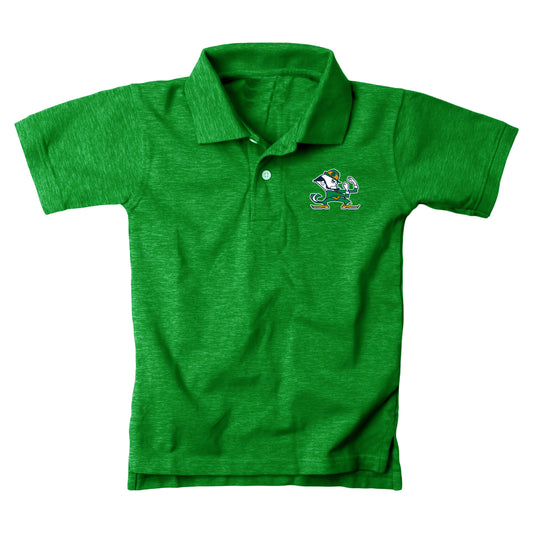 Notre Dame Fighting Irish Wes and Willy Youth Boys Cloudy Yarn College Short Sleeve Polo - Green