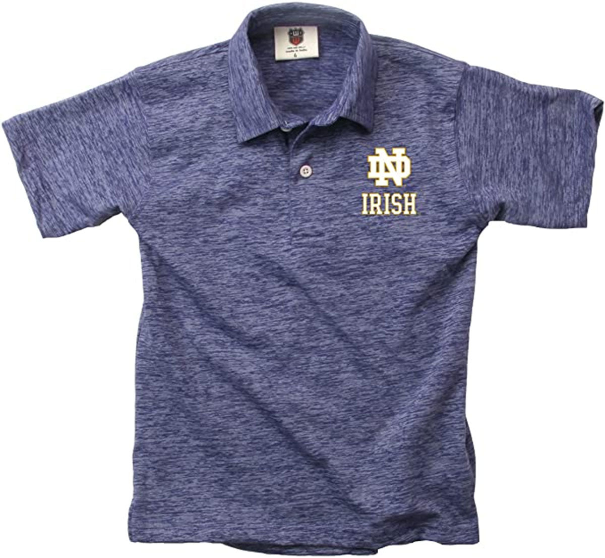 Notre Dame Fighting Irish Wes and Willy Youth Boys Cloudy Yarn College Short Sleeve Polo - Blue