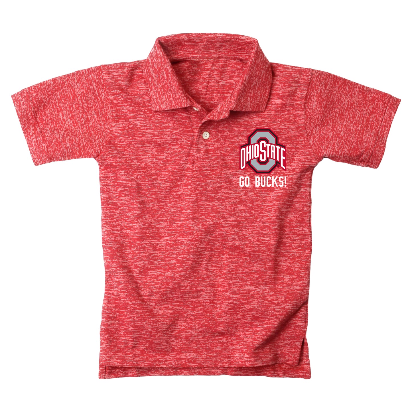 Ohio State Buckeyes Wes and Willy Youth Boys Cloudy Yarn College Short Sleeve Polo - Red - Go Bucks!