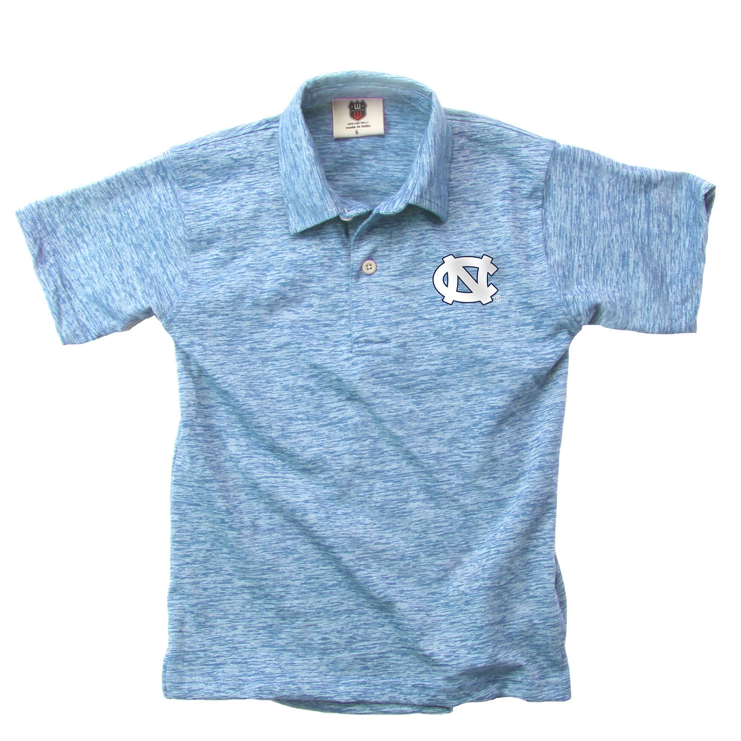 North Carolina Tar Heels Wes and Willy Youth Boys Cloudy Yarn College Short Sleeve Polo