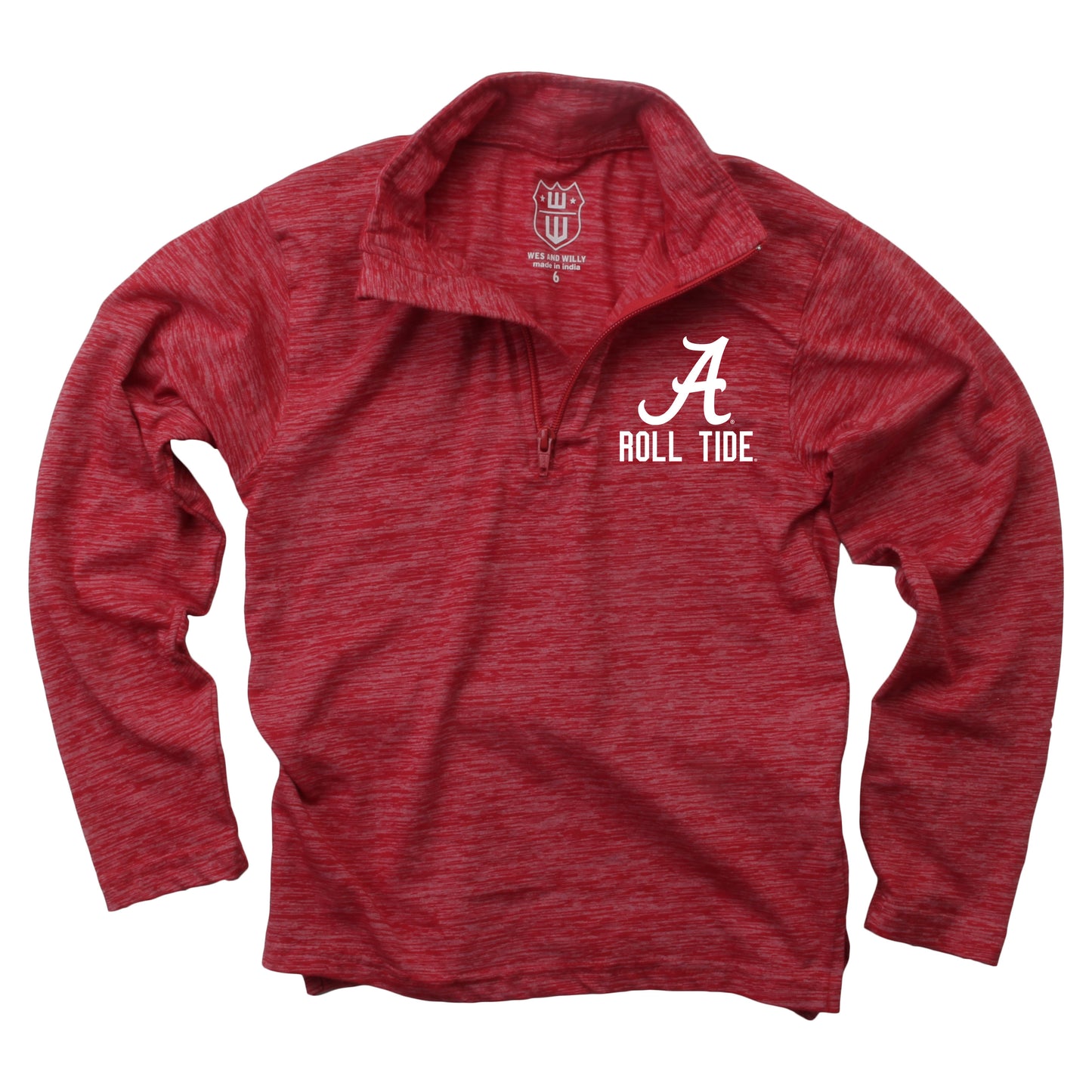 Alabama Crimson Tide Wes and Willy Youth Boys Cloudy Yarn Long Sleeve College Quarter Zip