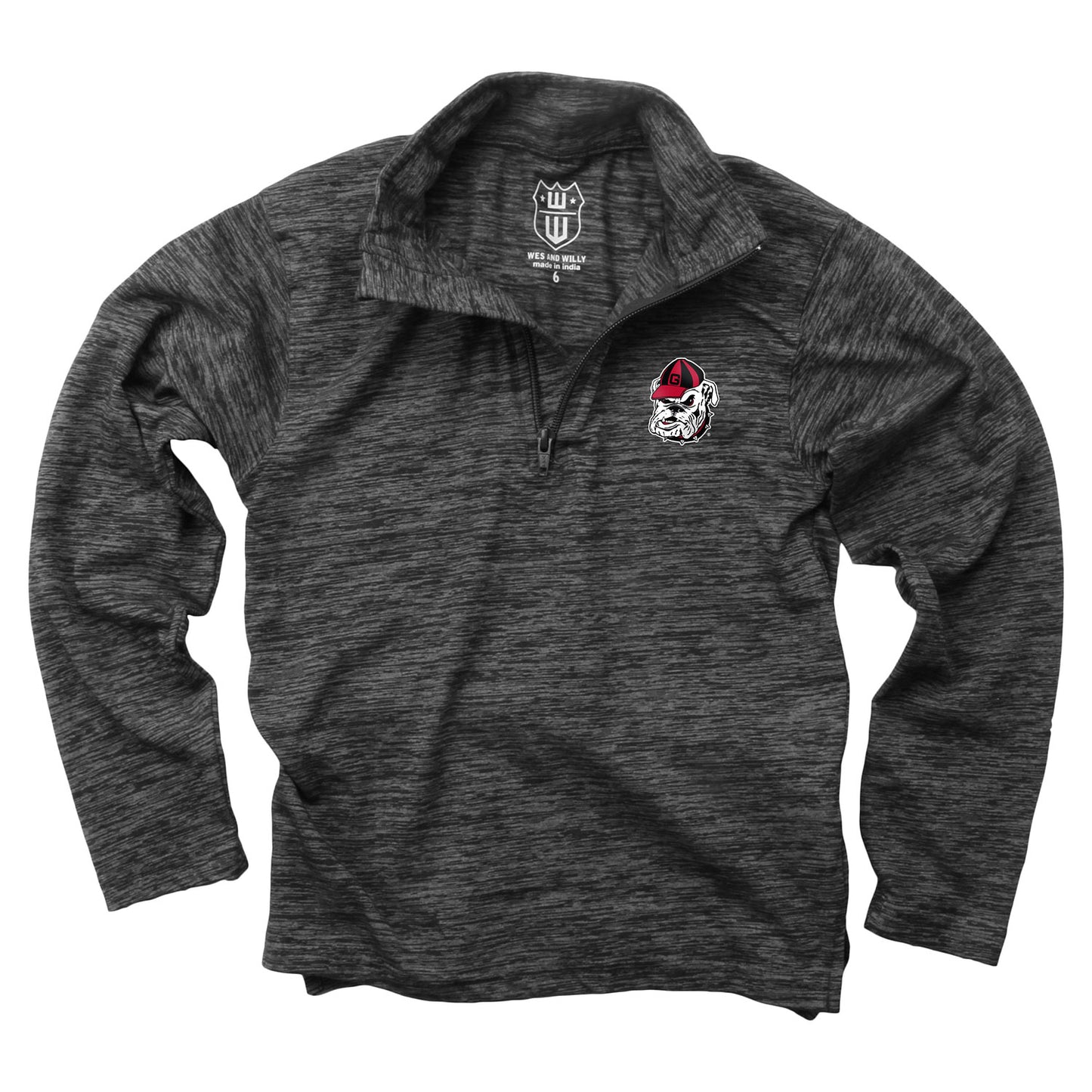 Georgia Bulldogs Wes and Willy Youth Boys Cloudy Yarn Long Sleeve College Quarter Zip - Black