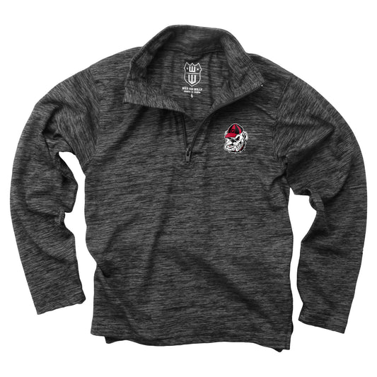 Georgia Bulldogs Wes and Willy Youth Boys Cloudy Yarn Long Sleeve College Quarter Zip - Black