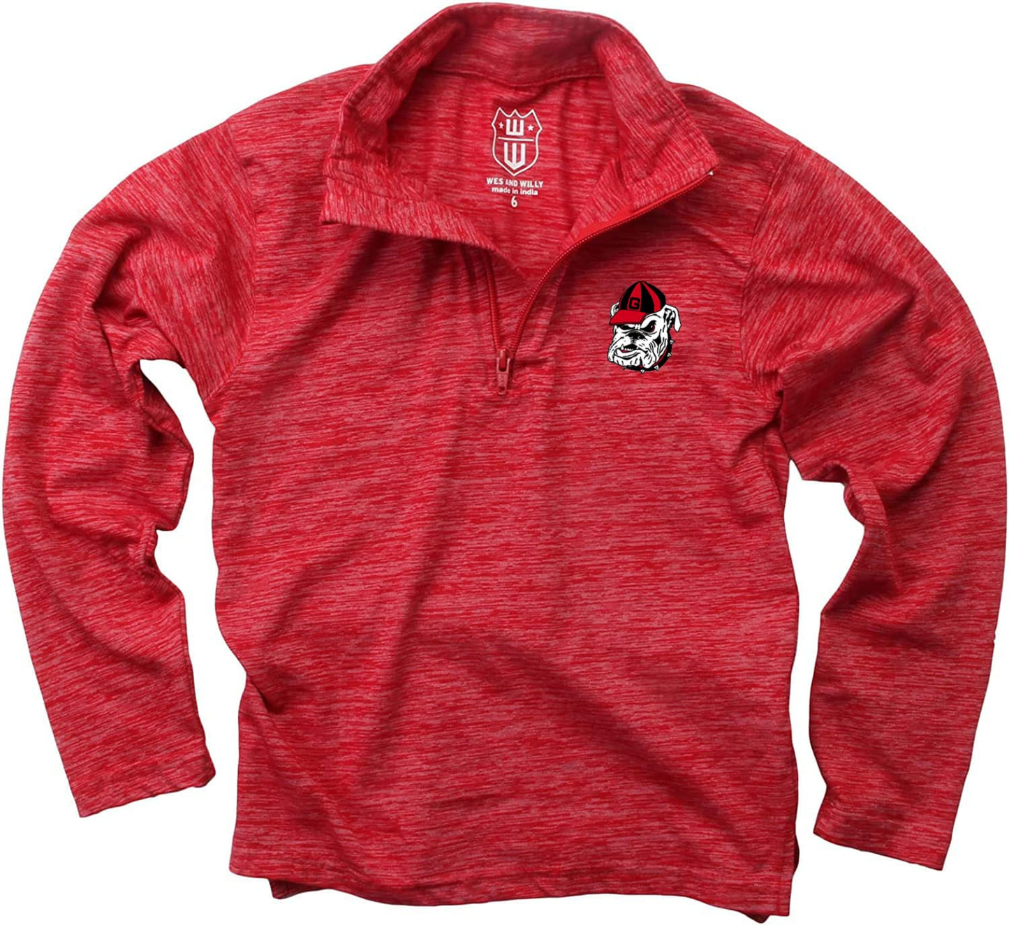 Georgia Bulldogs Wes and Willy Youth Boys Cloudy Yarn Long Sleeve College Quarter Zip - Red