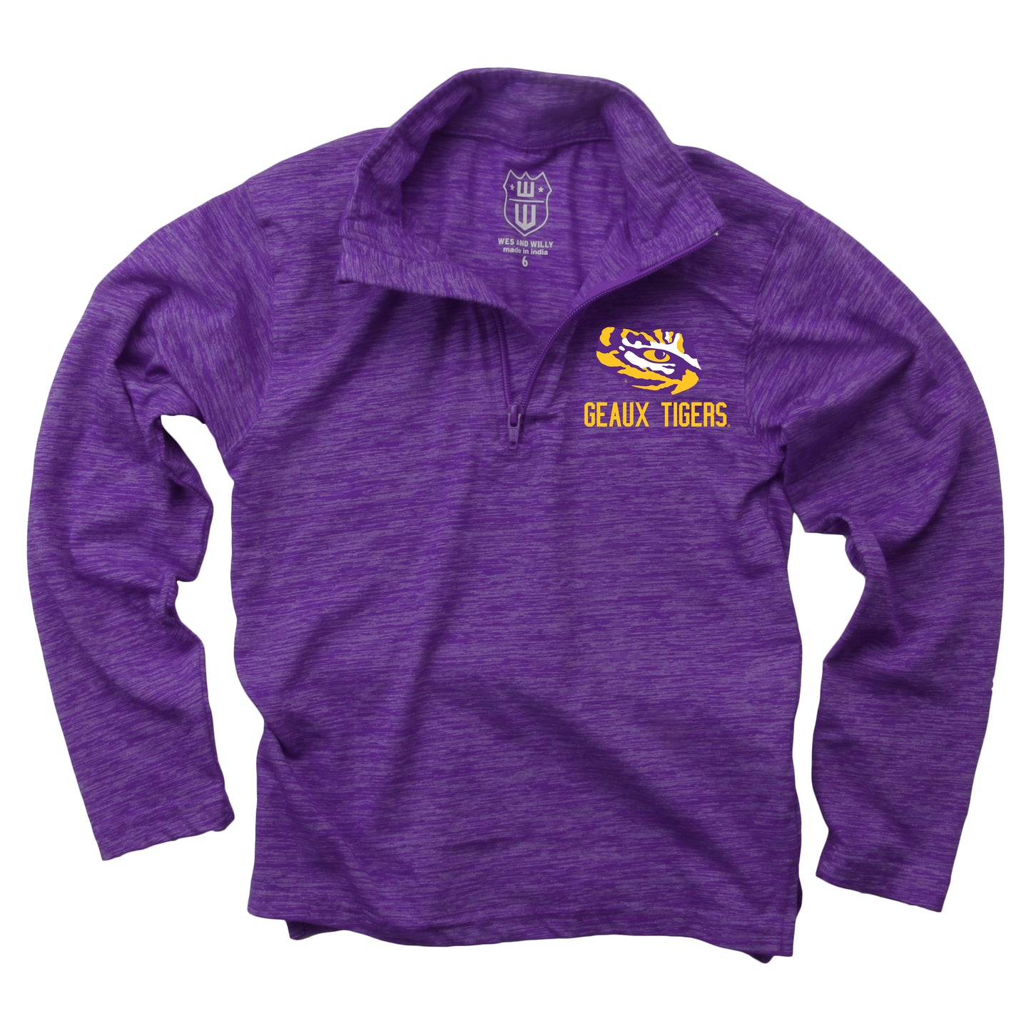 LSU Tigers Wes and Willy Youth Boys Cloudy Yarn Long Sleeve College Quarter Zip