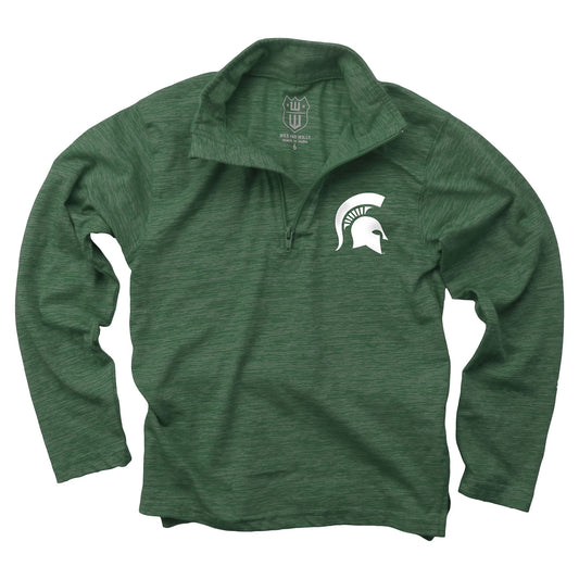 Michigan State Spartans Wes and Willy Youth Boys Cloudy Yarn Long Sleeve College Quarter Zip