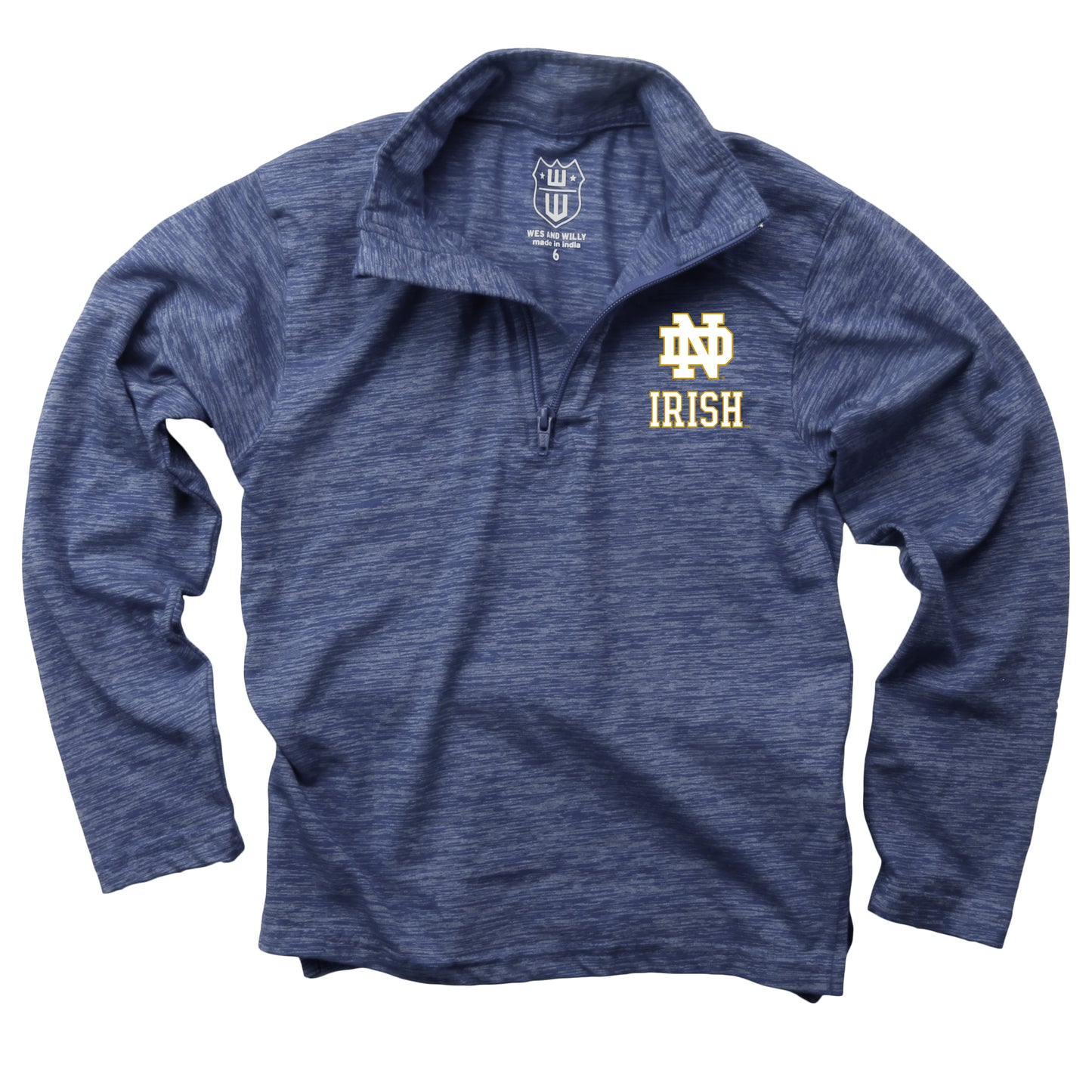 Notre Dame Fighting Irish Wes and Willy Youth Boys Cloudy Yarn Long Sleeve College Quarter Zip - Blue