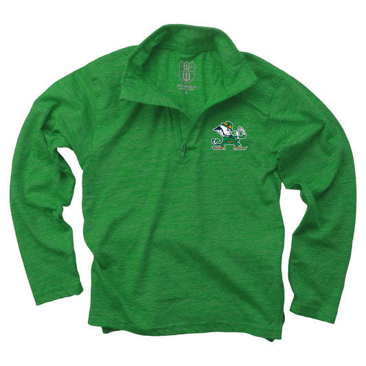 Notre Dame Fighting Irish Wes and Willy Youth Boys Cloudy Yarn Long Sleeve College Quarter Zip - Green