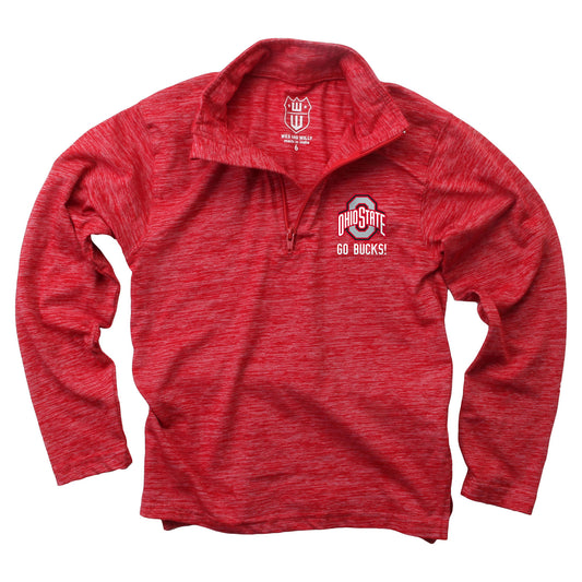 Ohio State Buckeyes Wes and Willy Youth Boys Cloudy Yarn Long Sleeve College Quarter Zip - Red - Go Bucks!