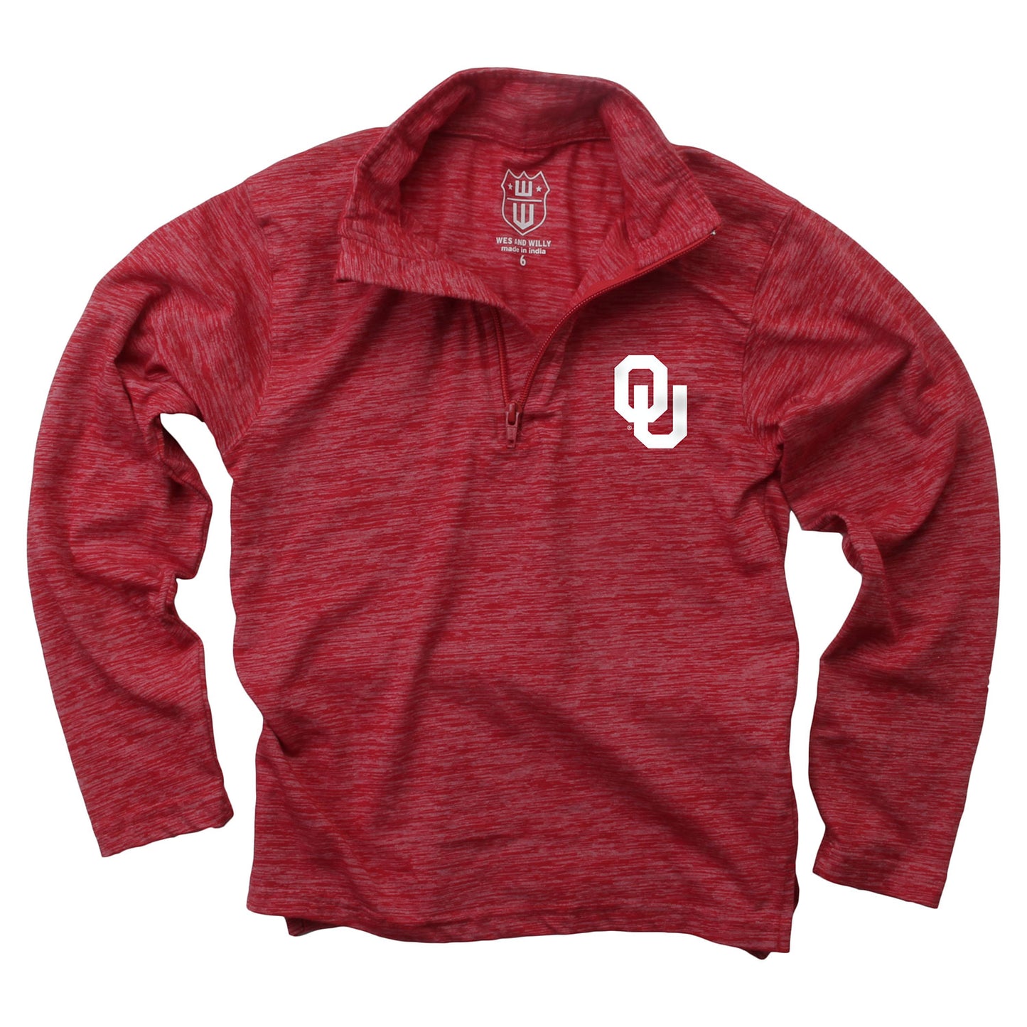 Oklahoma Sooners Wes and Willy Youth Boys Cloudy Yarn Long Sleeve College Quarter Zip