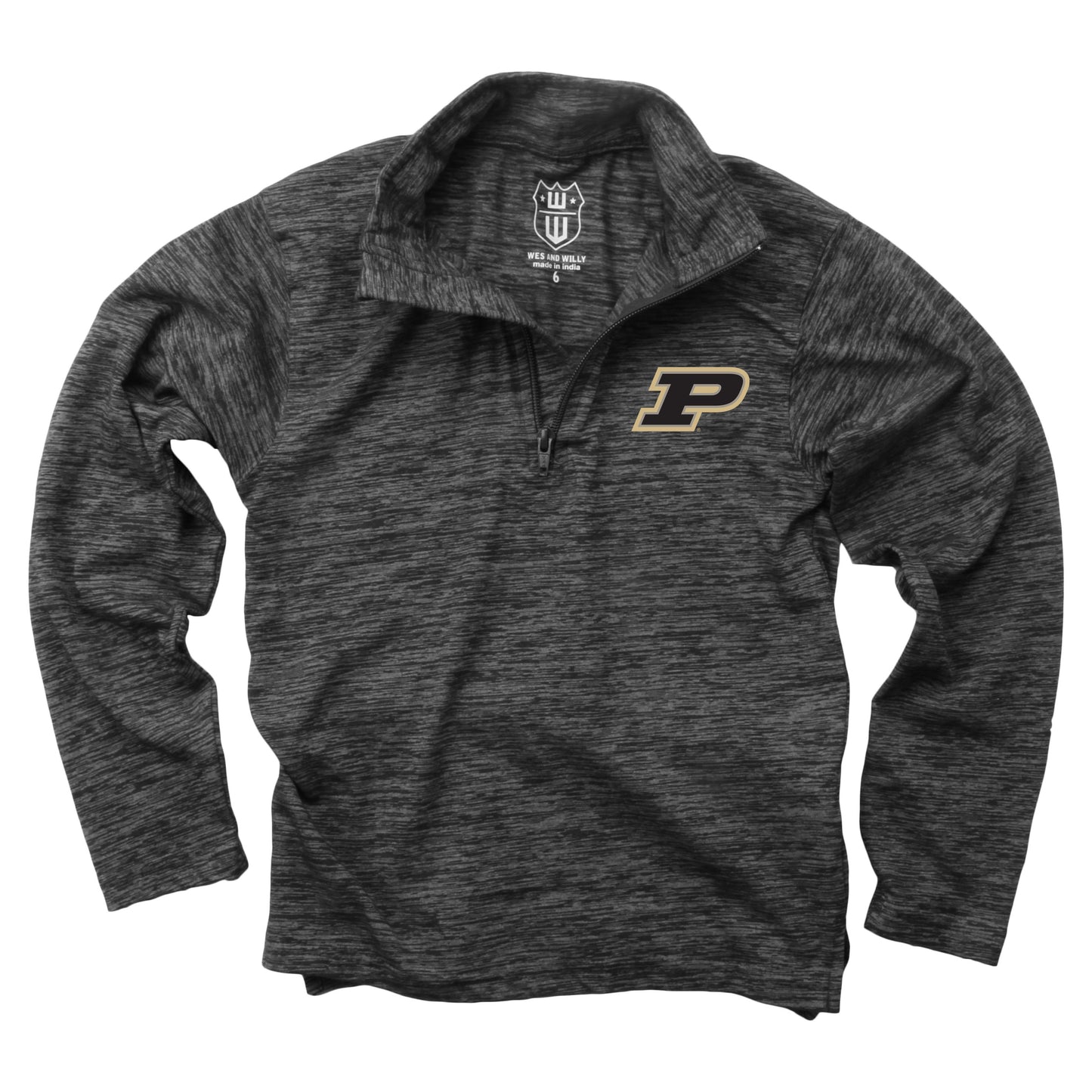 Purdue Boilermakers Wes and Willy Youth Boys Cloudy Yarn Long Sleeve College Quarter Zip