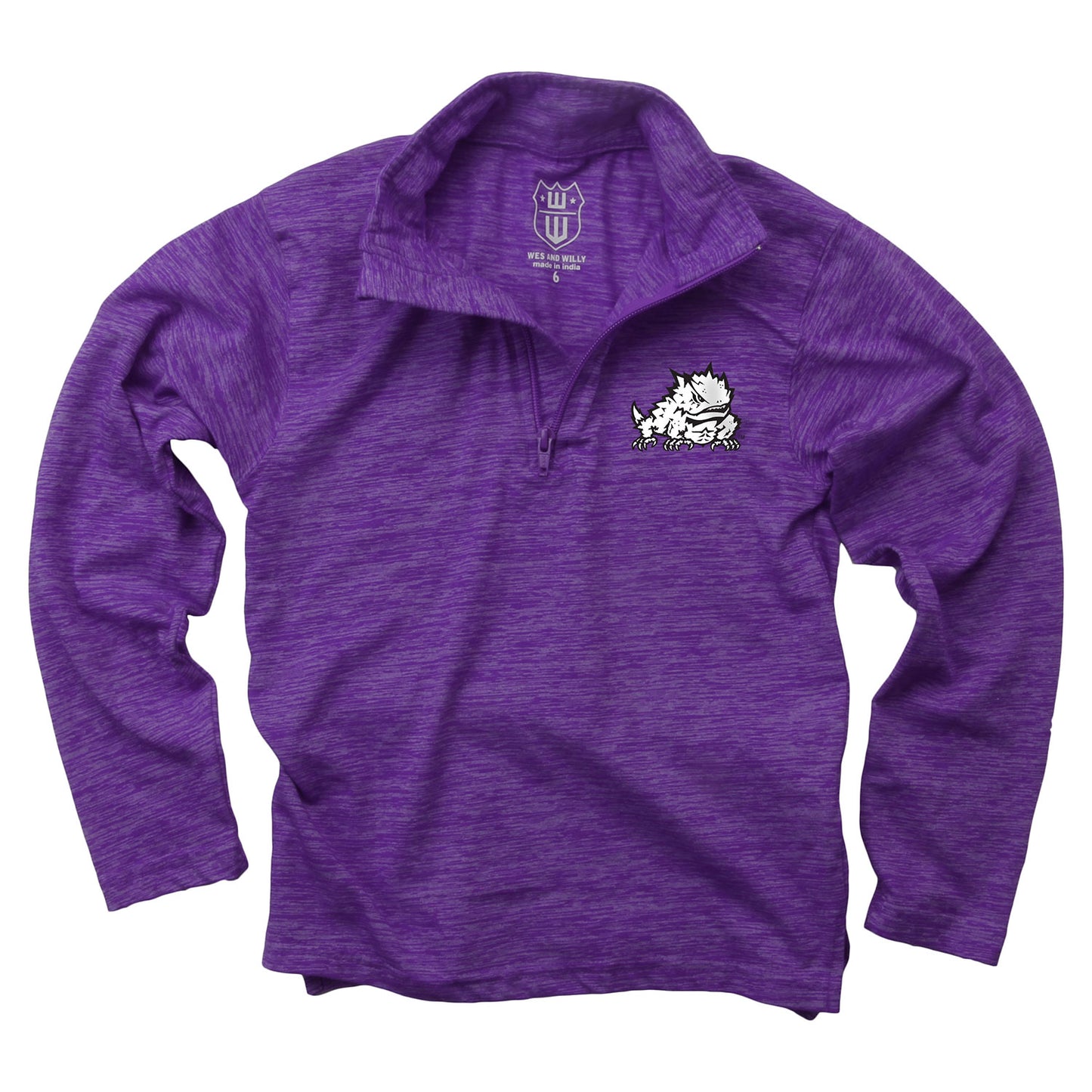 TCU Horned Frogs Wes and Willy Youth Boys Cloudy Yarn Long Sleeve College Quarter Zip