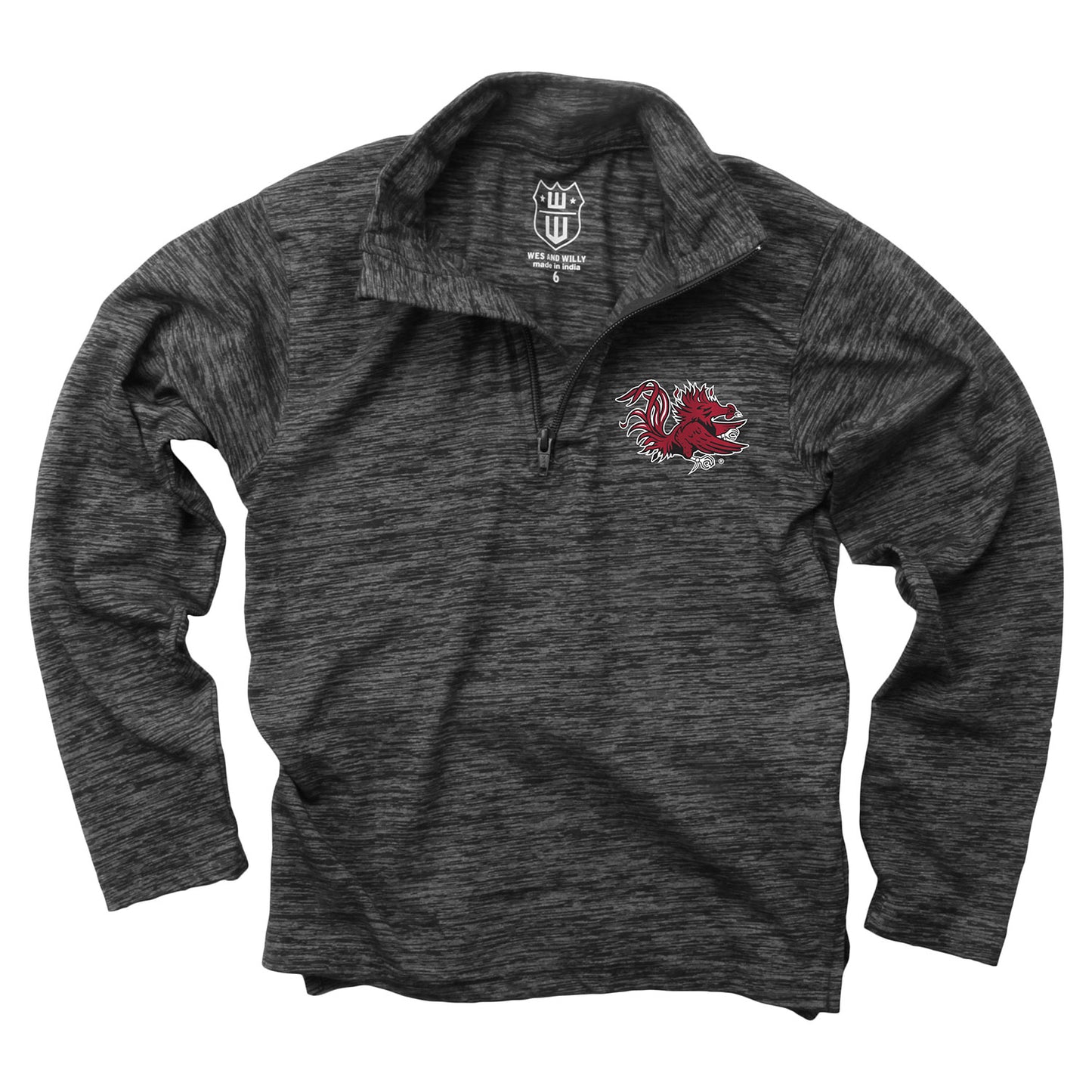 South Carolina Gamecocks Wes and Willy Youth Boys Cloudy Yarn Long Sleeve College Quarter Zip - Black