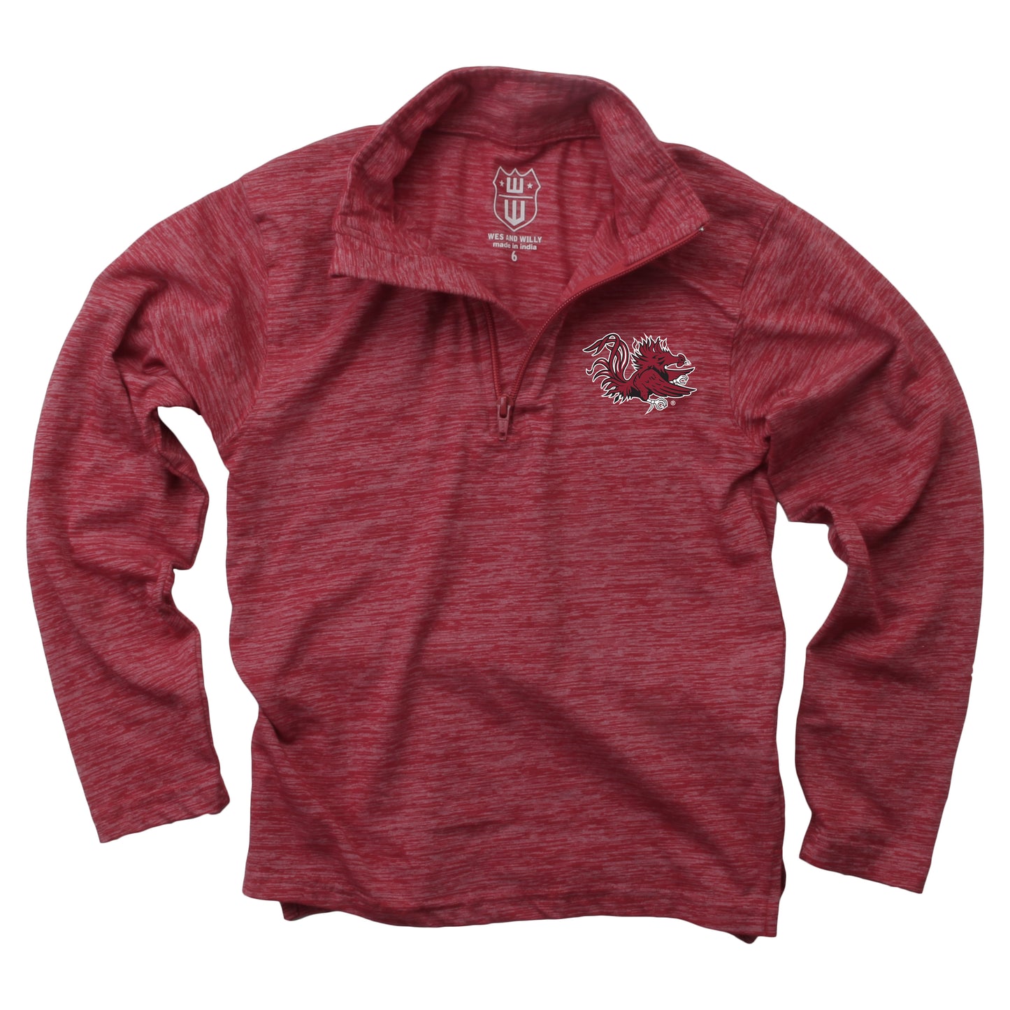 South Carolina Gamecocks Wes and Willy Youth Boys Cloudy Yarn Long Sleeve College Quarter Zip - Red