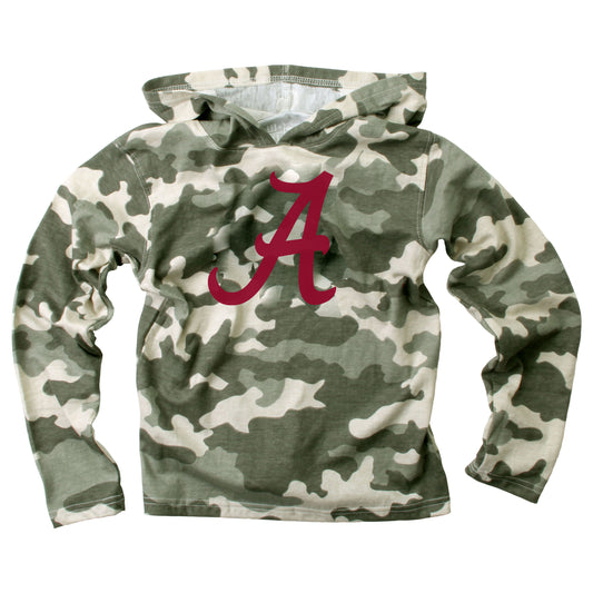 Alabama Crimson Tide Wes and Willy Youth Boys Long Sleeve Camo Hooded T-Shirt