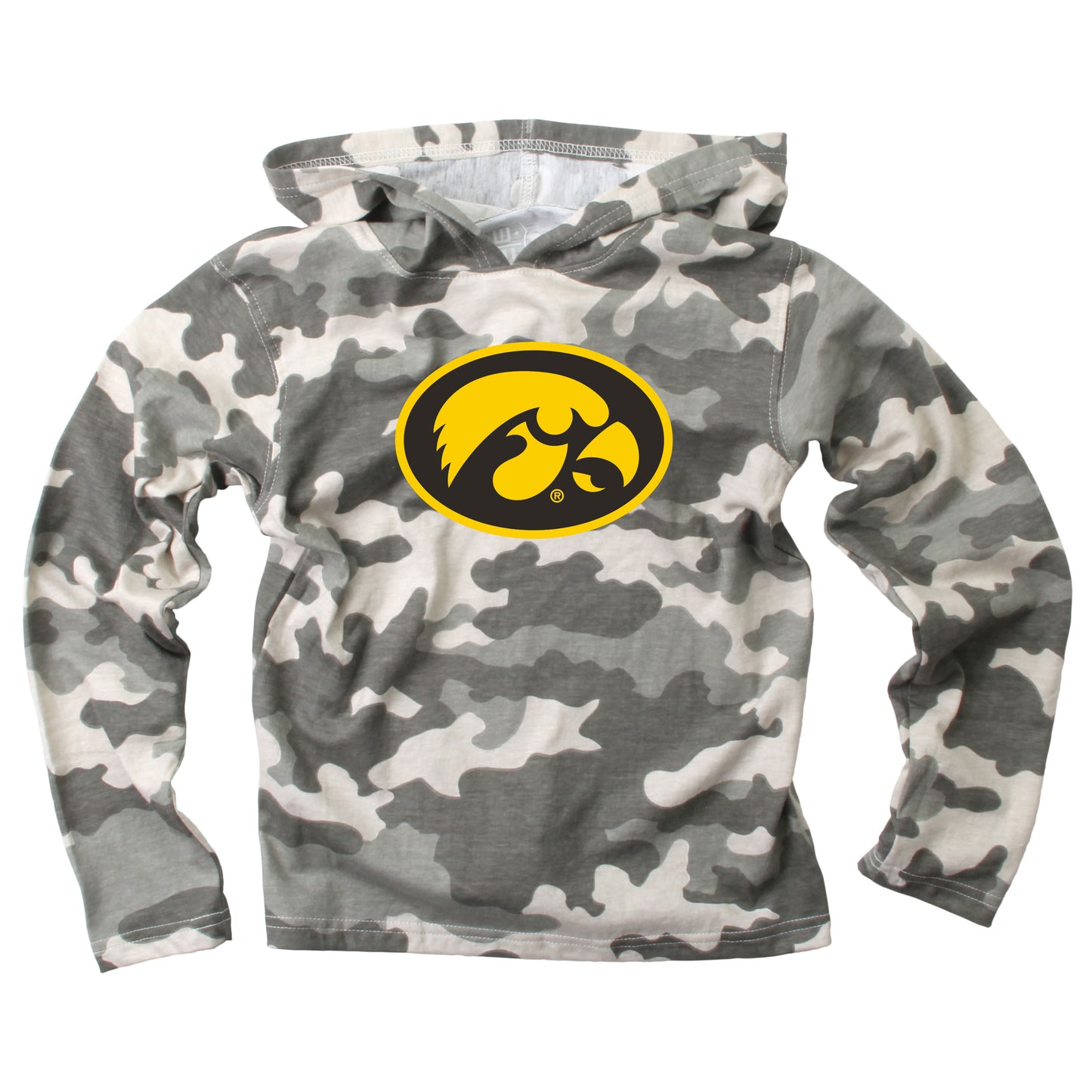 Iowa Hawkeyes Wes and Willy Youth Boys Long Sleeve Camo Hooded T-Shirt