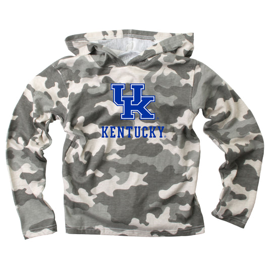 Kentucky Wildcats Wes and Willy Youth Boys Long Sleeve Camo Hooded T-Shirt