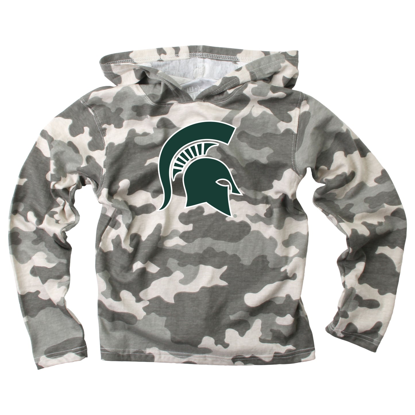 Michigan State Spartans Wes and Willy Youth Boys Long Sleeve Camo Hooded T-Shirt