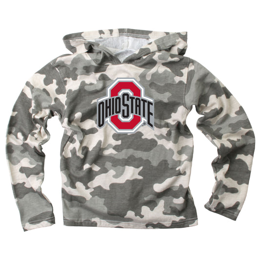 Ohio State Buckeyes Wes and Willy Youth Boys Long Sleeve Camo Hooded T-Shirt