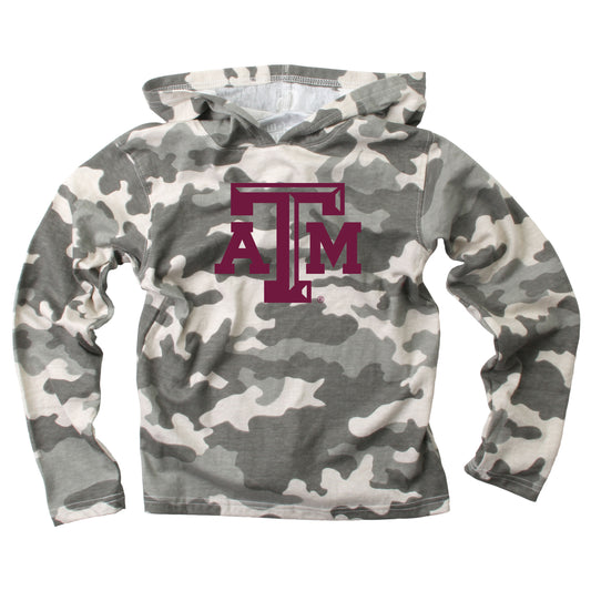 Texas A&M Aggies Wes and Willy Youth Boys Long Sleeve Camo Hooded T-Shirt