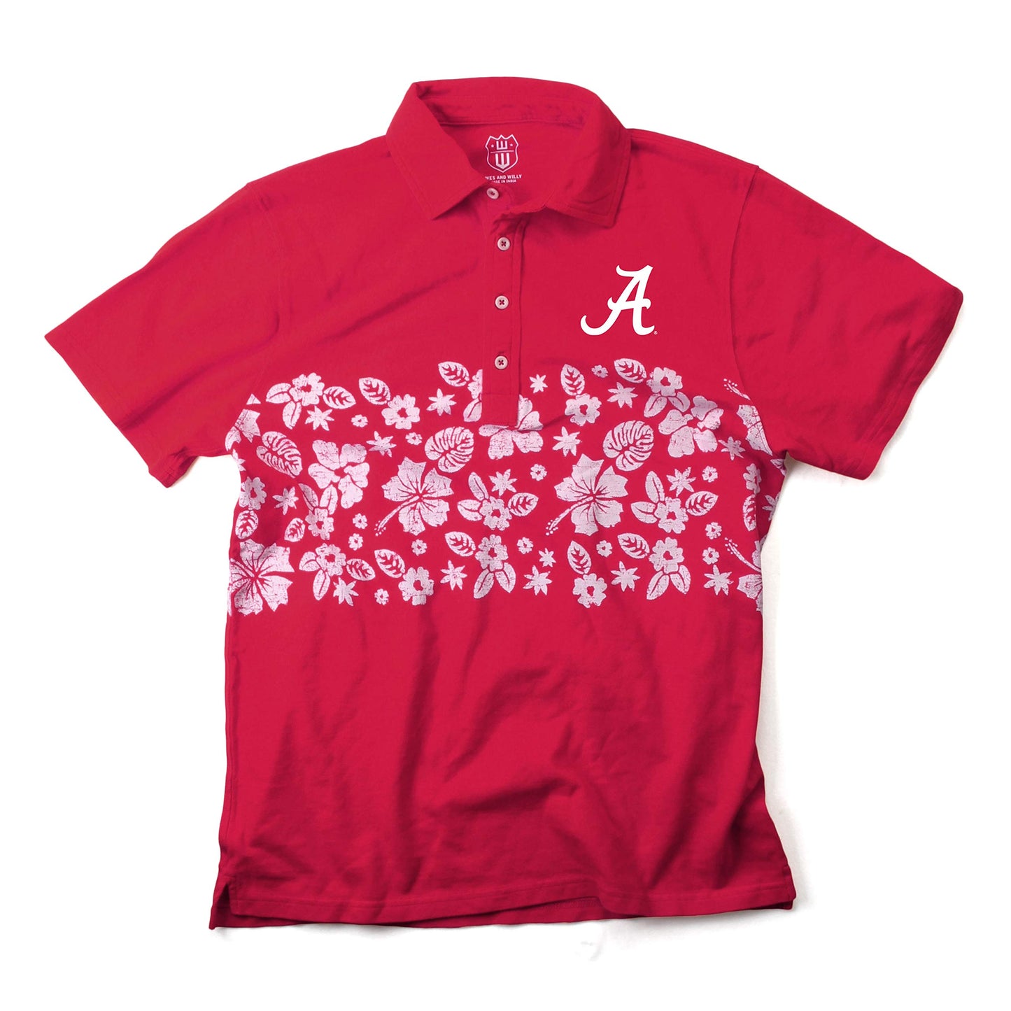 Alabama Crimson Tide Wes and Willy Mens College Floral Polo