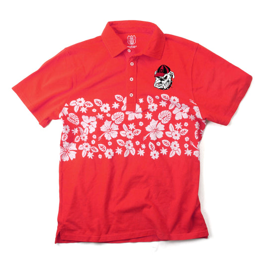 Georgia Bulldogs Wes and Willy Mens College Floral Polo