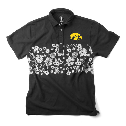 Iowa Hawkeyes Wes and Willy Mens College Floral Polo