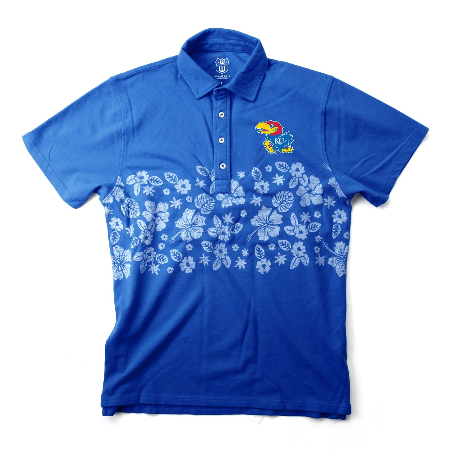 Kansas Jayhawks Wes and Willy Mens College Floral Polo