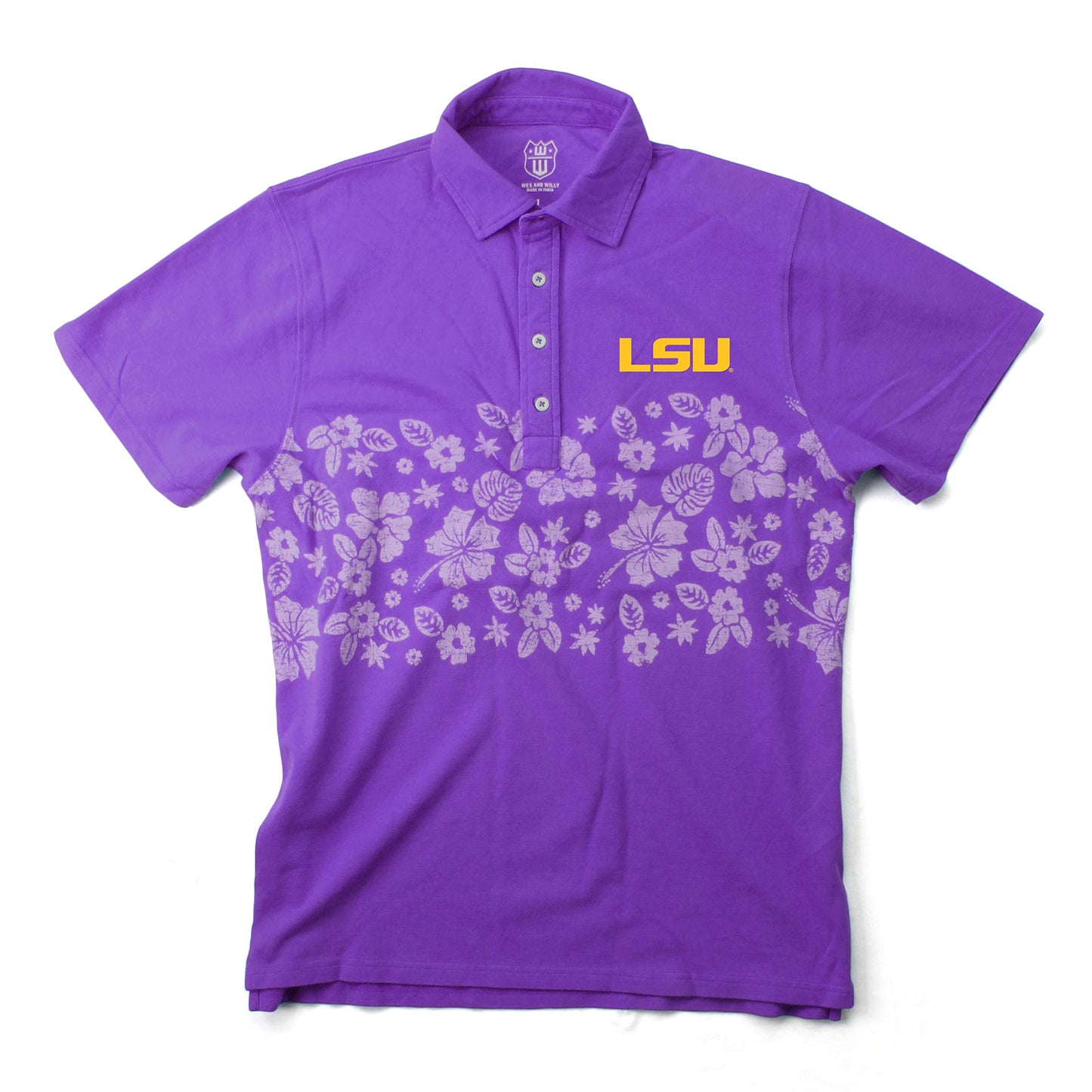 LSU Tigers Wes and Willy Mens College Floral Polo