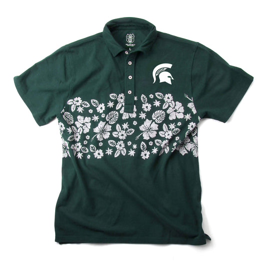 Michigan State Spartans Wes and Willy Mens College Floral Polo