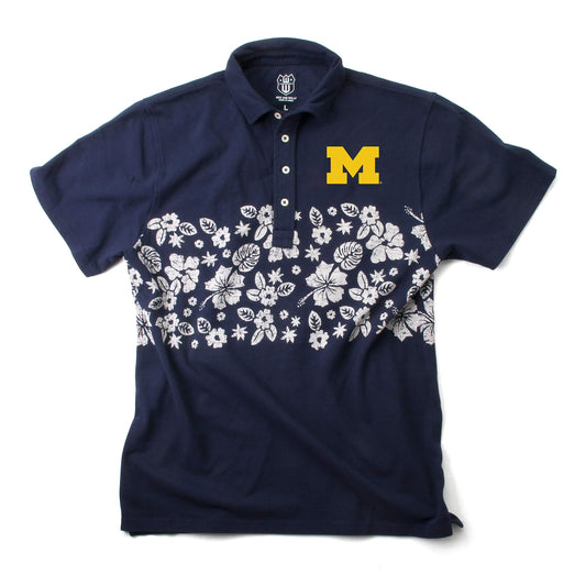 Michigan Wolverines Wes and Willy Mens College Floral Polo