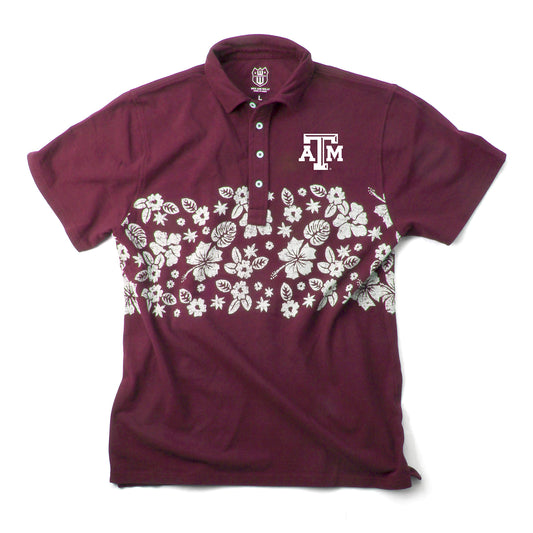 Texas A&M Aggies Wes and Willy Mens College Floral Polo