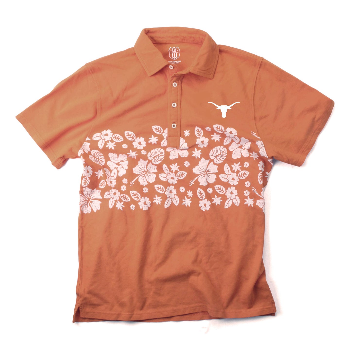 Texas Longhorns Wes and Willy Mens College Floral Polo