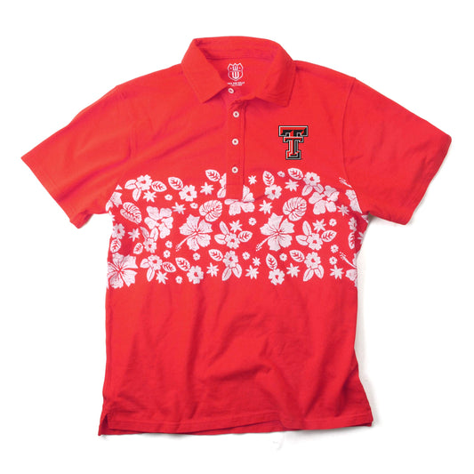 Texas Tech Red Raiders Wes and Willy Mens College Floral Polo