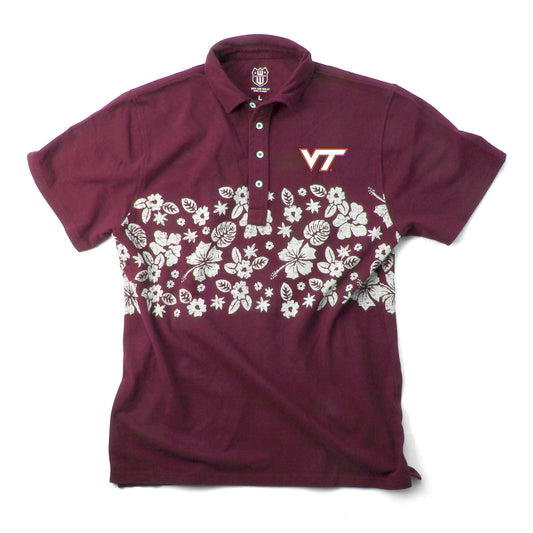 Virginia Tech Hokies Wes and Willy Mens College Floral Polo