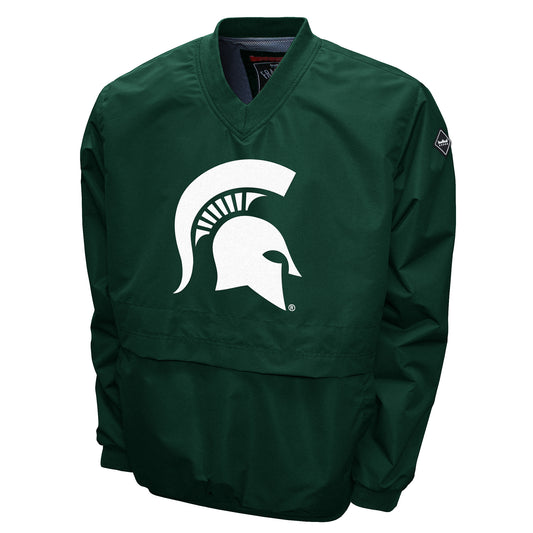 Michigan State Spartans Franchise Club Men's Big Logo Windshell V-Neck Pullover Jacket