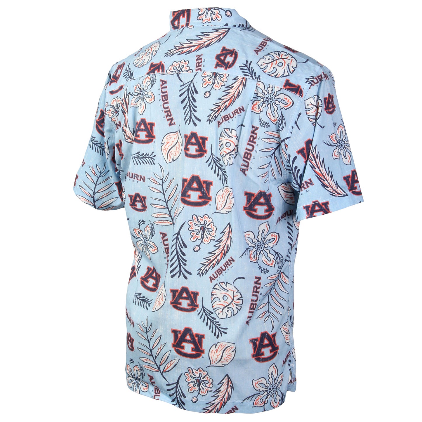 Auburn Tigers Wes and Willy Mens College Hawaiian Short Sleeve Button Down Shirt Vintage Floral