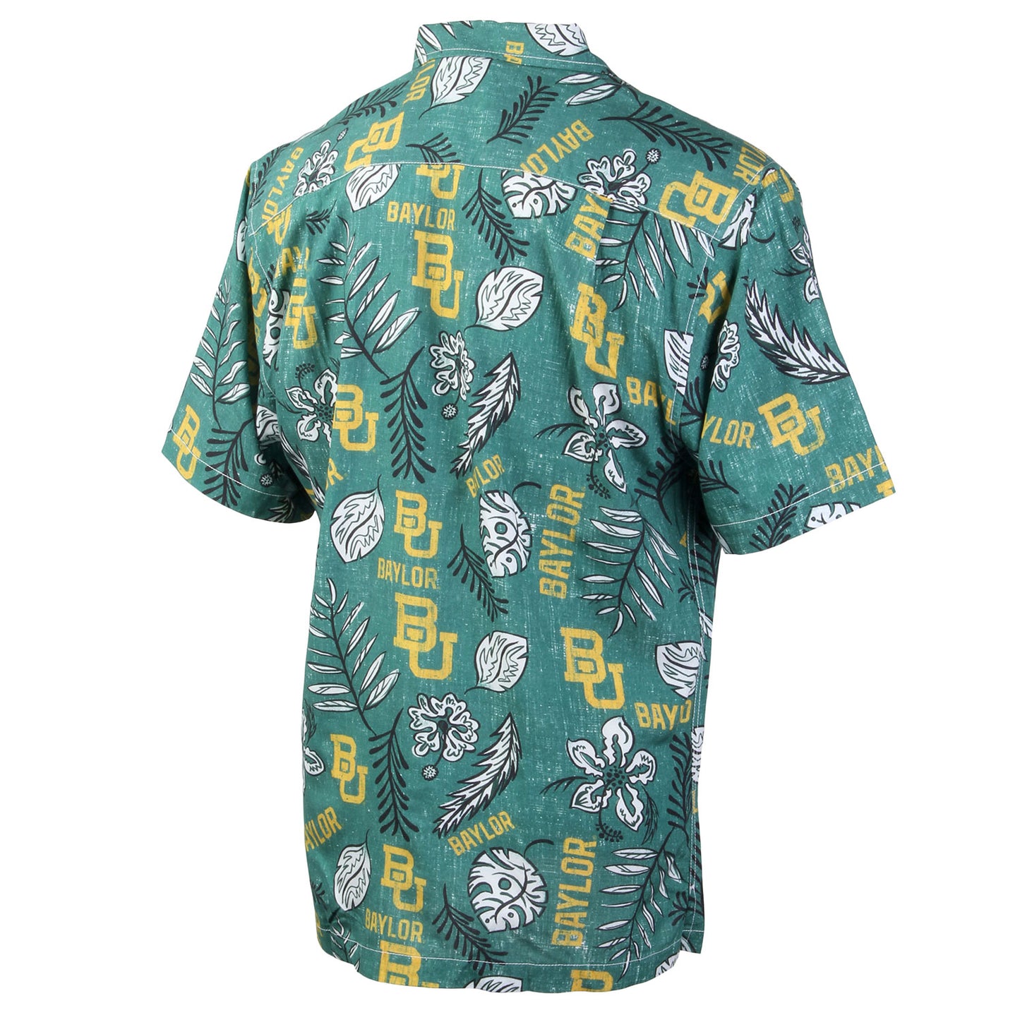Baylor Bears Wes and Willy Mens College Hawaiian Short Sleeve Button Down Shirt Vintage Floral